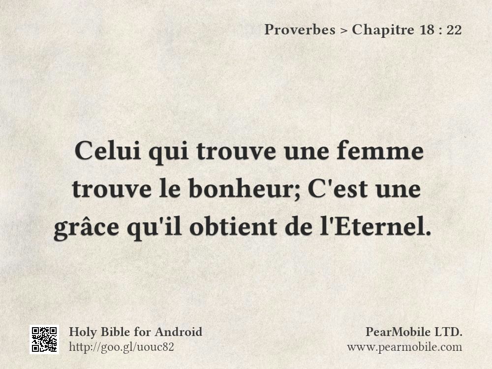 Proverbes, Chapitre 18:22